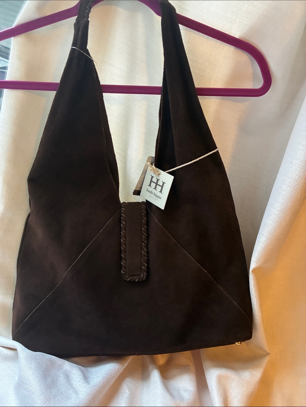 Gorgeous Chocolate Brown Suede Haute Hippie Shoulder Bag- NWT